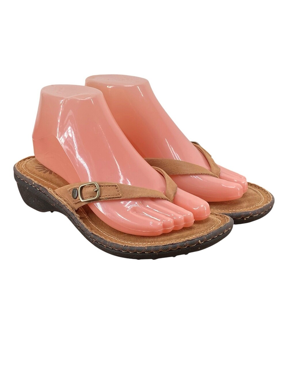 UGG Ayden Brown Leather Wedge Flip Flop Sandals Women’s Size 6 Suede Footbed